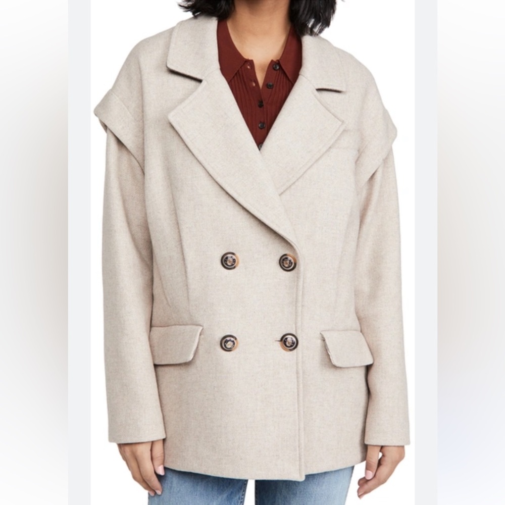 Veronica Beard Ikaria Oversized Dickey Coat Oatmeal XL